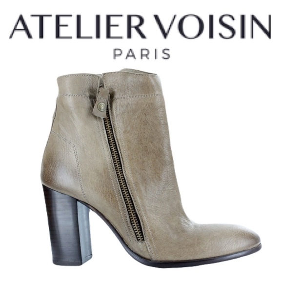 Atelier Voisin Paris Women's Ankle Boots Stromboli Taupe Size 37 - Picture 1 of 12